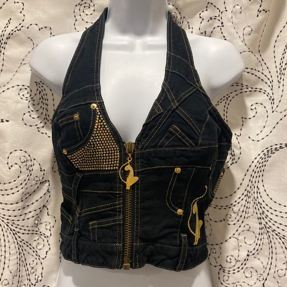 Baby Phat Jackets & Blazers - Baby Phat Jean/Blue Zippered Vest Halter Top
Size Small